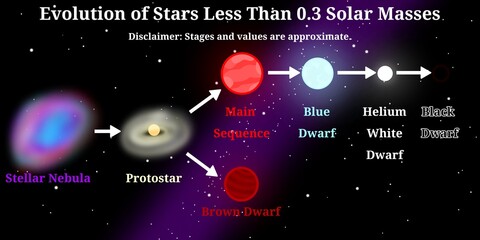 Stellar Evolution of Stars Less Than 0.3 Solar Masses – Stellar Evolution Infographic