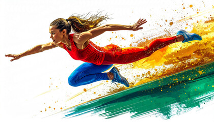 Athlete runner sprinting speed motion fitness exercise sport competition race energy power strength agility wellness health performance training workout motivation determination focus discipline