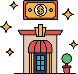 Fototapeta premium A building with a sign that says $100 on it