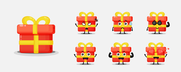 Set of cute mascot gift boxes