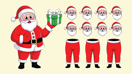 Fototapeta premium Vector art of santa claus character elements for holiday design