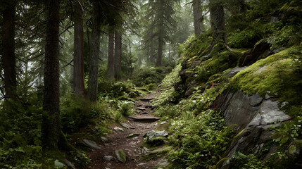 Obraz premium Discover the Beauty and Adenture of Forest Trails: AGuide to Serene and Excitig Hiking Experiences in Naure's Wilderness