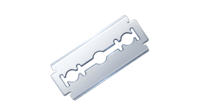 Close-up of a Double-Edged Razor Blade on Black Background