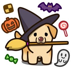 ハロウィン仮装のイエローのラブラドールレトリバー