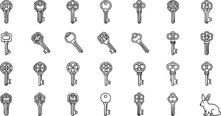 Premium set of key line icons.