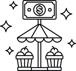 A black and white drawing of a dollar sign