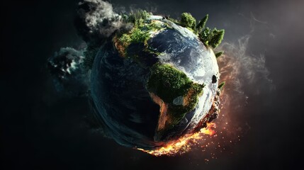 Concept of global warming, climate change and dying Earth, ideal for environmental themes and educational projects