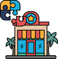 A building with a puzzle on it