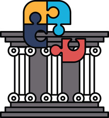 A puzzle piece is shown on a pillar