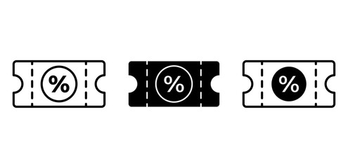Discount voucher vector icon. Symbol of coupons, promotional codes, and shopping offers.