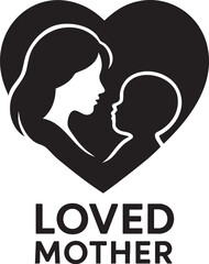 Mother and child silhouette in heart