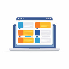Laptop Displaying Colorful Webpage Blocks