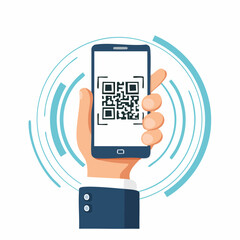 Hand Holding Smartphone Scanning QR Code