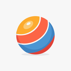Colorful Striped Ball Toy on White Background