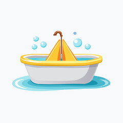 Paper Boat in Yellow Tub with Bubbles