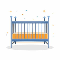 Baby Crib with Orange Mattress and Confetti