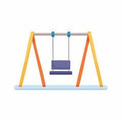 Simple Childrens Swing Set on White Background