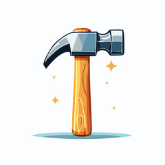 Pixel Art Hammer with Wooden Handle and Metal Head