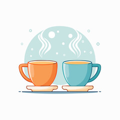 Two Cups of Tea or Coffee on Saucers