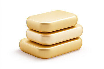 3D Icon of Stacked Gold Rounded Rectangles on White Background