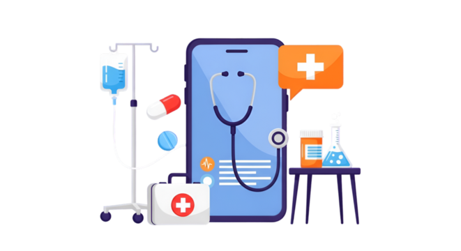 Digital Healthcare and Medical Technology Illustration