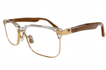 gold glasses with brown frames