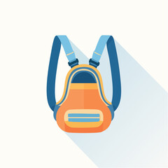 Orange and Blue Backpack Icon with Long Shadow