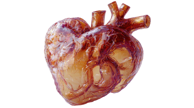 detailed anatomical illustration of the human heart, a central organ of life, in meticulous detail against a plain backdrop. Isolated On Transparent and White Background