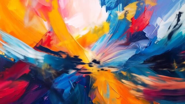 Abstract Painting with Vibrant Colors and Brushstrokes