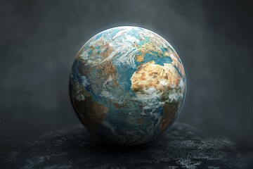 Fototapeta premium Stunning earth planet illustration featuring a vibrant blue atmosphere against a cosmic background