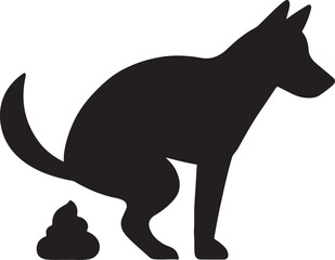 Funny Dog Pooping Silhouette Illustration Minimalist Vector