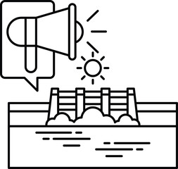 A black and white drawing of a large speaker with a microphone