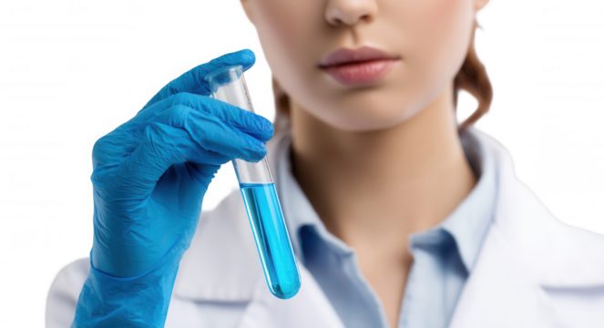 female scientist holding a test tube - Powered by Adobe