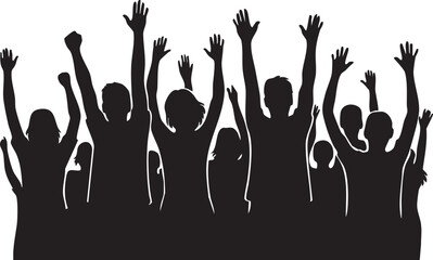 Silhouette of joyful friends