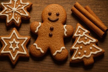Delicious Homemade Gingerbread Cookies and Cinnamon Sticks.