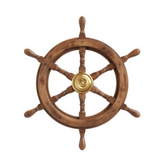 wooden ship's wheel with four spokes
