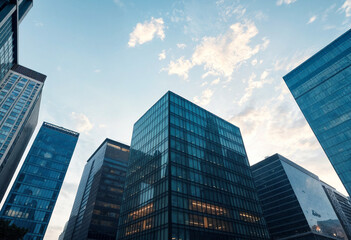 Obraz premium modern office building in the city wallpaper