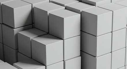 Obraz premium Abstract geometric composition of stacked cube blocks, creating a modern architectural visual with various depths