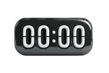 Black digital stopwatch icon isolated on transparent background.