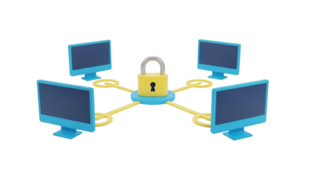 Network Security: Computers Connected to a Padlock