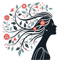 Woman&rsquo;s Silhouette with Floral Hair &mdash; Nature, Beauty & Growth