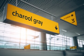 Airport sign for a destination, charool gray