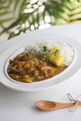 Curry and rice. shrimp curry rice