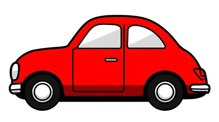 Fototapeta premium A simple, iconic illust n of a classic red compact car with a minimalist, geometric design.