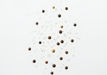 High-quality white background with an image of salt and pepper.
