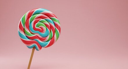 A swirl of candy colors dances on a pastel pink stage, evoking childhood joy and sugary delight