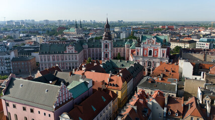 Fototapeta premium Drone panorama of Poznan old town with historic church