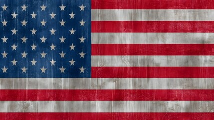 Distressed, grunge-style American flag with faded colors and a worn, textured appearance, evoking a sense of history and national pride.