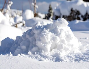 Snowdrift in sunny winter landscape
