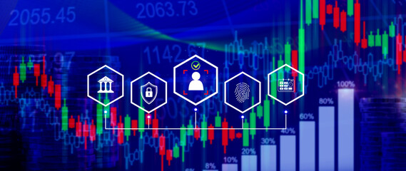 KYC, verification concept, KYC Know Your Customer Technology. Business verifying identity clients, Client authentication access personal financial data, digital technology against digital cyber crime.